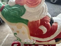 Vintage Grand Venture Santa And Sleigh With Reindeer Blow Mold GREAT CONDITION