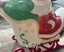 Vintage Grand Venture Santa And Sleigh With Reindeer Blow Mold GREAT CONDITION