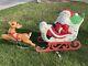 Vintage Grand Venture Santa And Sleigh With Reindeer Blow Mold With Lights