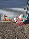 Vintage Grand Venture Santa And Sleigh With Reindeer Blow Mold With Lights