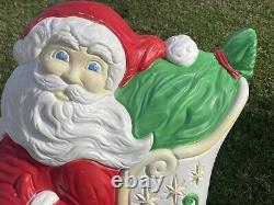 Vintage Grand Venture Santa And Sleigh With Reindeer Blow Mold With Lights