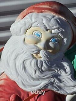 Vintage Grand Venture Santa And Sleigh With Reindeer Blow Mold With Lights