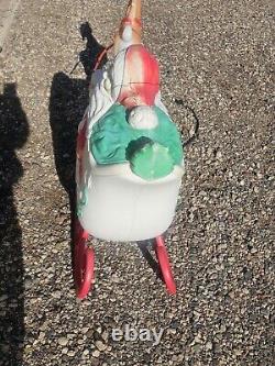 Vintage Grand Venture Santa And Sleigh With Reindeer Blow Mold With Lights