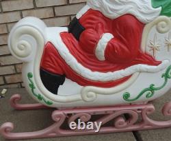 Vintage Grand Venture Santa Claus Sleigh & 1 Reindeer Christmas Blow Mold