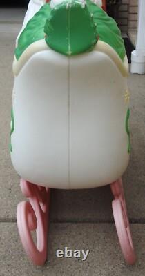 Vintage Grand Venture Santa Claus Sleigh & 1 Reindeer Christmas Blow Mold