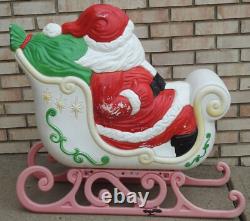 Vintage Grand Venture Santa Claus Sleigh & 1 Reindeer Christmas Blow Mold