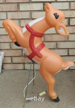 Vintage Grand Venture Santa Claus Sleigh & 1 Reindeer Christmas Blow Mold