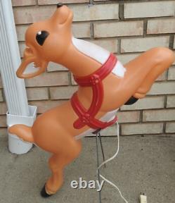 Vintage Grand Venture Santa Claus Sleigh & 1 Reindeer Christmas Blow Mold