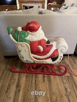 Vintage Grand Venture Santa Sleigh Christmas Blow Mold Full Size Decor