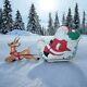 Vintage Grand Venture Santa Sleigh Reindeer Christmas Blow Mold Full Size Decor