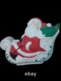 Vintage Grand Venture Santa Sleigh Reindeer Christmas Blow Mold Full Size Decor
