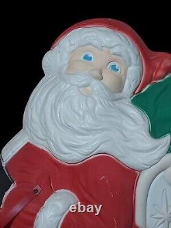 Vintage Grand Venture Santa Sleigh Reindeer Christmas Blow Mold Full Size Decor