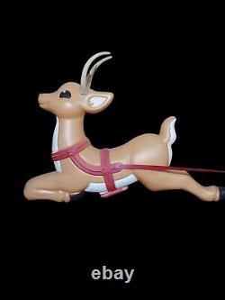 Vintage Grand Venture Santa Sleigh Reindeer Christmas Blow Mold Full Size Decor