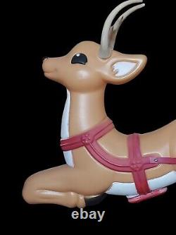 Vintage Grand Venture Santa Sleigh Reindeer Christmas Blow Mold Full Size Decor