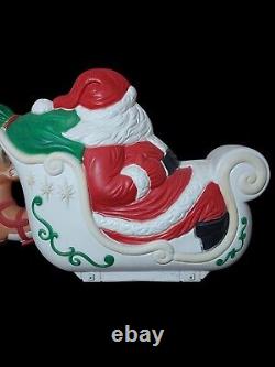 Vintage Grand Venture Santa Sleigh Reindeer Christmas Blow Mold Full Size Decor