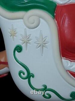 Vintage Grand Venture Santa Sleigh Reindeer Christmas Blow Mold Full Size Decor