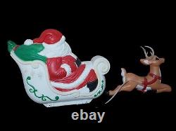 Vintage Grand Venture Santa Sleigh Reindeer Christmas Blow Mold Full Size Decor