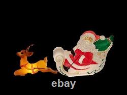 Vintage Grand Venture Santa Sleigh Reindeer Christmas Blow Mold Full Size Decor