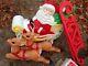 Vintage Grand Venture Santa In Sleigh 2 Reindeer Blow Mold Christmas Decoration