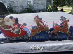 Vintage Hallmark 1940s Pop Out Santa, Sleigh With Reindeer. Complete Good Cond