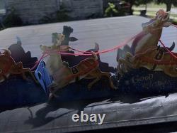 Vintage Hallmark 1940s Pop Out Santa, Sleigh With Reindeer. Complete Good Cond