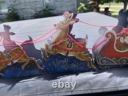 Vintage Hallmark 1940s Pop Out Santa, Sleigh With Reindeer. Complete Good Cond
