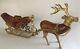 Vintage Heavy Brass And Carved Wood Santa Sleigh And Reindeer Christmas