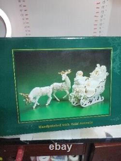 Vintage, Heritage 4pc Porcelain Santa/ Sleigh &Reindeer Set