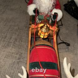 Vintage Holiday Creation Animated Christmas Santa On Sleigh Reindeer No music