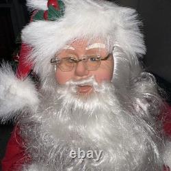 Vintage Holiday Creation Animated Christmas Santa On Sleigh Reindeer No music