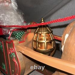 Vintage Holiday Creation Animated Christmas Santa On Sleigh Reindeer No music