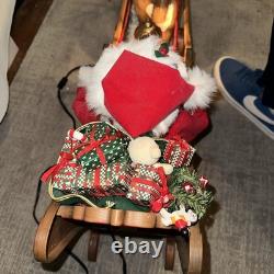 Vintage Holiday Creation Animated Christmas Santa On Sleigh Reindeer No music