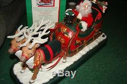 Vintage Holiday Creations Animated Musical Santa with Reindeer and Sleigh -Box