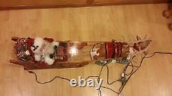 Vintage Holiday Creations Animated Reindeer, And Santa Claus In Sleigh