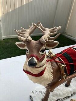 Vintage Holiday Creations Animated Reindeer And Santa On Sleigh