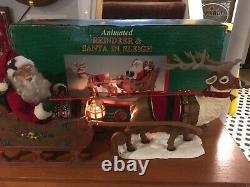 Vintage Holiday Creations Animated Reindeer And Santa On Sleigh In Box Works