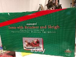 Vintage Holiday Creations Animated Reindeer & Santa On Sleigh LARGE VERSION