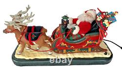 Vintage Holiday Creations Musical Animated Santa with Reindeer & Sleigh 1995