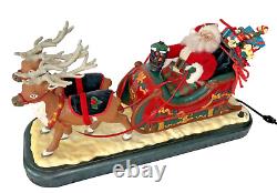 Vintage Holiday Creations Musical Animated Santa with Reindeer & Sleigh 1995