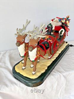 Vintage Holiday Creations Musical Animated Santa with Reindeer & Sleigh 1995