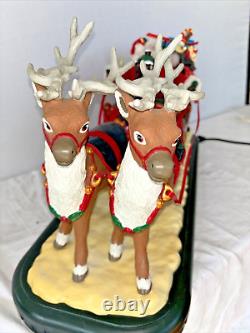 Vintage Holiday Creations Musical Animated Santa with Reindeer & Sleigh 1995