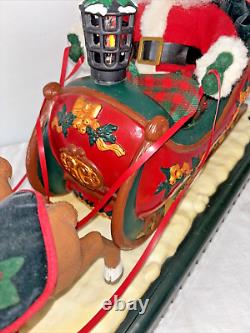 Vintage Holiday Creations Musical Animated Santa with Reindeer & Sleigh 1995