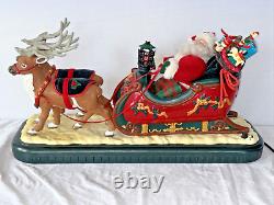 Vintage Holiday Creations Musical Animated Santa with Reindeer & Sleigh 1995