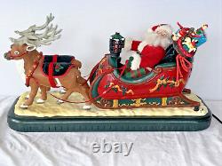 Vintage Holiday Creations Musical Animated Santa with Reindeer & Sleigh 1995