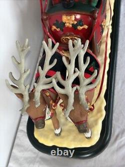 Vintage Holiday Creations Musical Animated Santa with Reindeer & Sleigh 1995