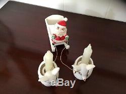 Vintage Holt Howard Santa And Sleigh With Two Reindeer Candle Holders