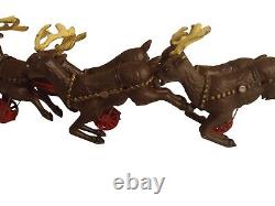 Vintage Hubley Style Cast Iron Christmas Sleigh 8 Reindeer toys