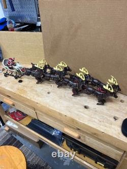 Vintage Hubley (unverified) Cast Iron Santa Sleigh with 8 reindeer
