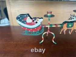 Vintage Husna Imports Large Metal Christmas Candelabra Santa Sleigh Reindeer