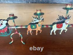 Vintage Husna Imports Large Metal Christmas Candelabra Santa Sleigh Reindeer